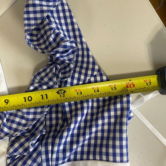 Britt Ryan blue white gingham check sleeveless ruffle summer rush mini dress 6 - Picture 6 of 10